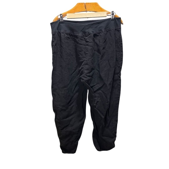 CUT LOOSE ~ Black High Waist Linen Pants with Elastic Stretch Waist Band - Picture 2 of 9